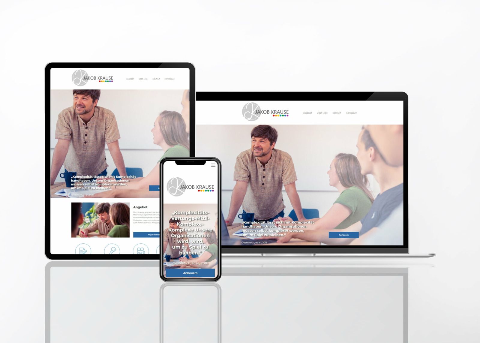 Website von Jakob Krause Dresden (Coaching) auf verschiedenen Geräten (Mobil & Desktop)
