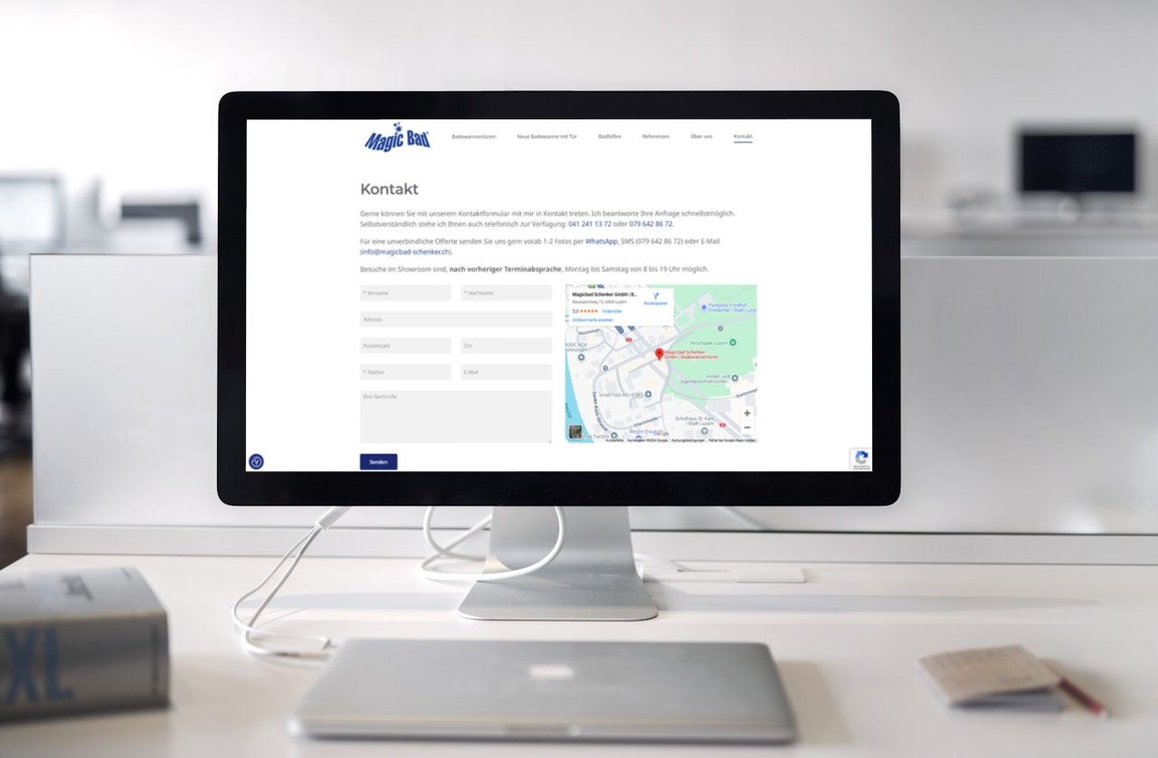 Handwerker Website von Magicbad Schenker auf dem Desktop PC