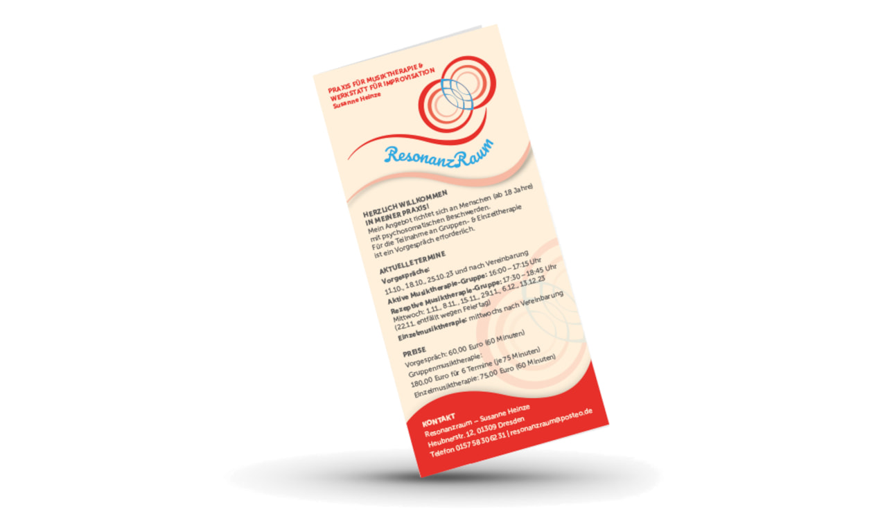 Flyer für ResonanzRaum Dresden (Praxis für Musiktherapie)