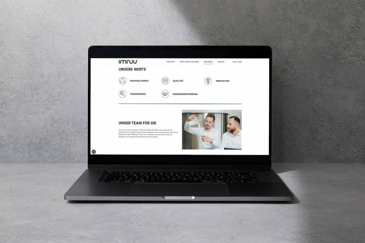 B2B Website von imnuu auf dem Laptop