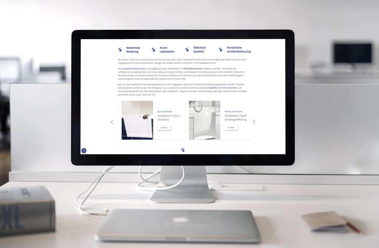 Handwerker Website von Magicbad Schenker auf dem Desktop PC