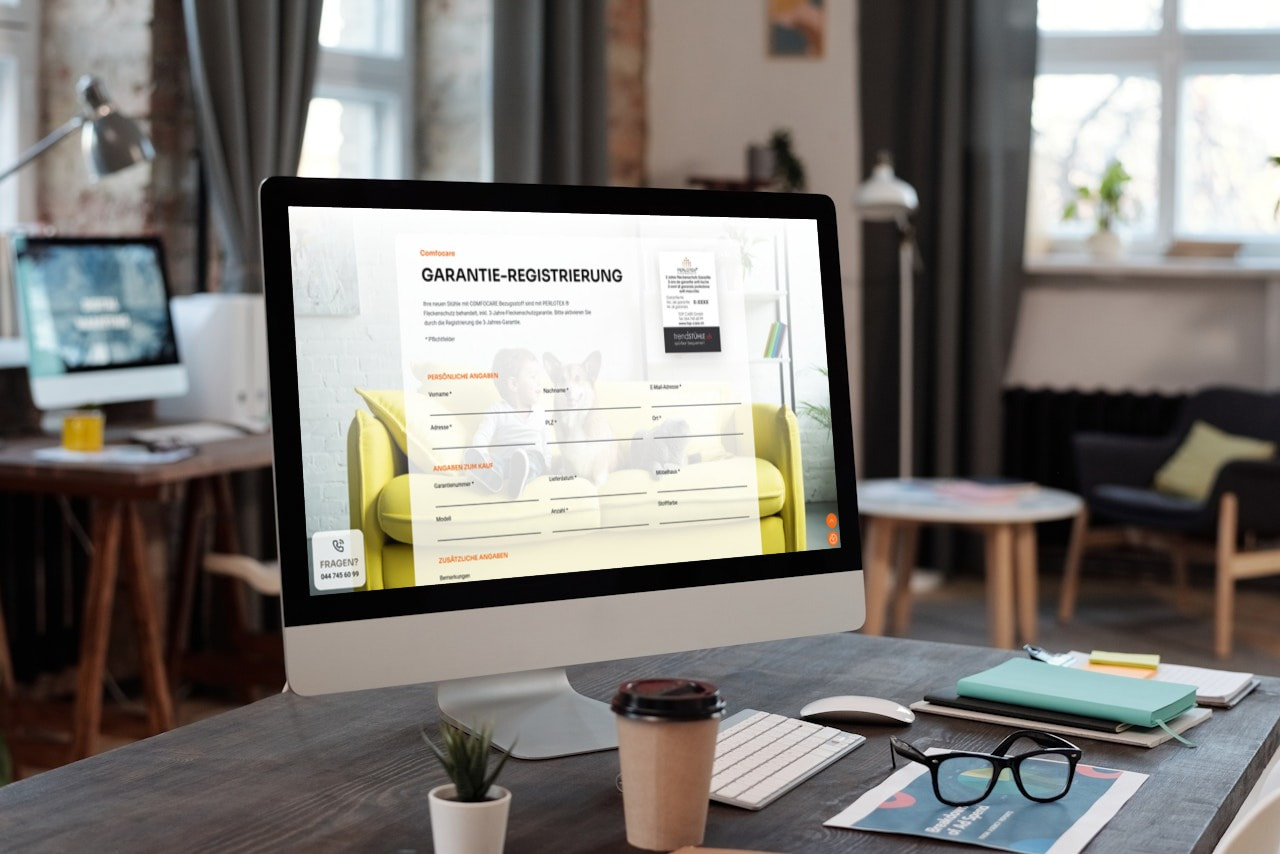 B2B Website von TOP CARE Fleckenschutz am Desktop PC