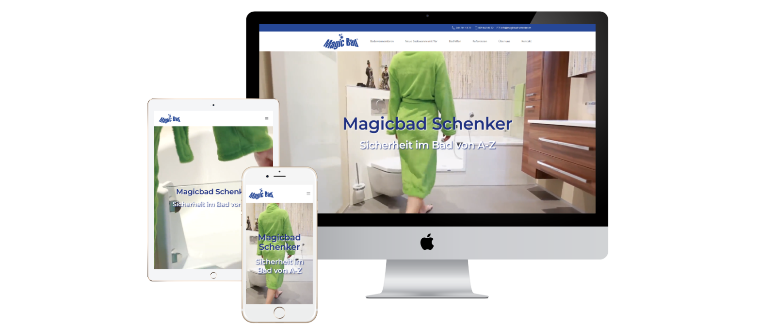 Handwerker Website von Magicbad Schenker auf verschiedenen Geräten