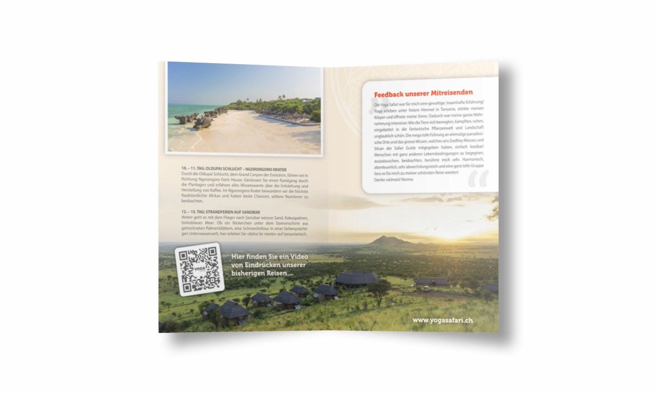 Prospekt von Yoga Safari (Reiseanbieter)
