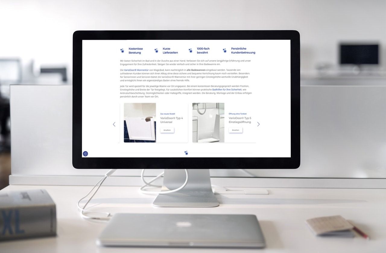Handwerker Website von Magicbad Schenker auf dem Desktop PC