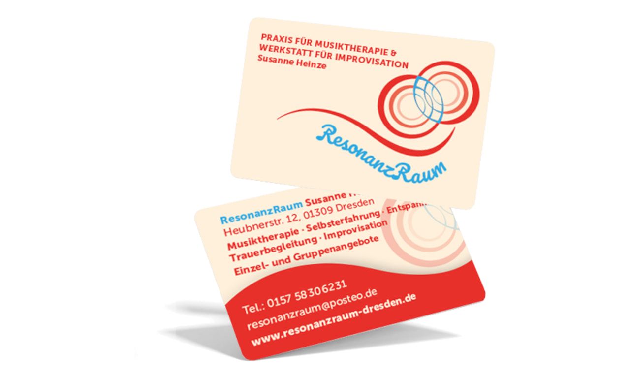 Visitenkarte für ResonanzRaum Dresden (Praxis für Musiktherapie)